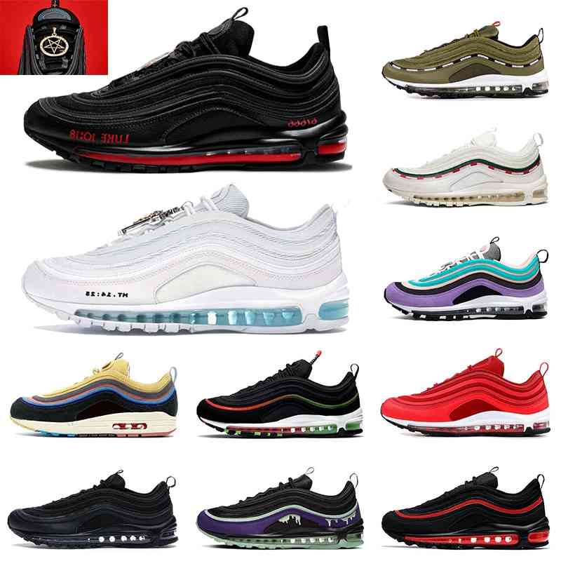 2021 Men Women 97 Satan Shoes Running Sneakers Triple White Jesus Halloween Sean Wotherspoon Black Bullet Fashion Womens Mens Trainers, Customize
2021 Men Women 97 Satan Shoes Running Sneakers Triple White Jesus Halloween Sean Wotherspoon Black Bullet Fashion Womens Mens Trainers, Customize