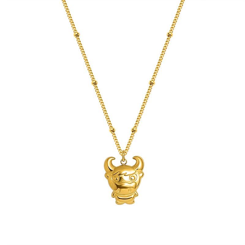Pendant Necklaces 18K Gold Color Mini 3D Calf Necklace Women Stainless Steel