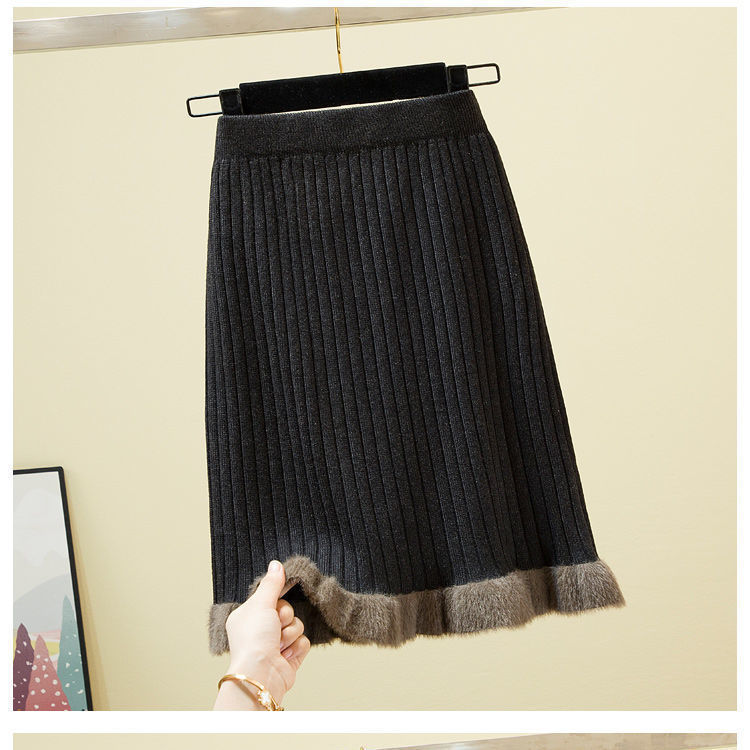 Nomikuma Knitted Women Skirt Korean Contract Color Patchwork A-line Mini Sweater Skirts Autumn Winter Faldas Mujer 6C721 210427