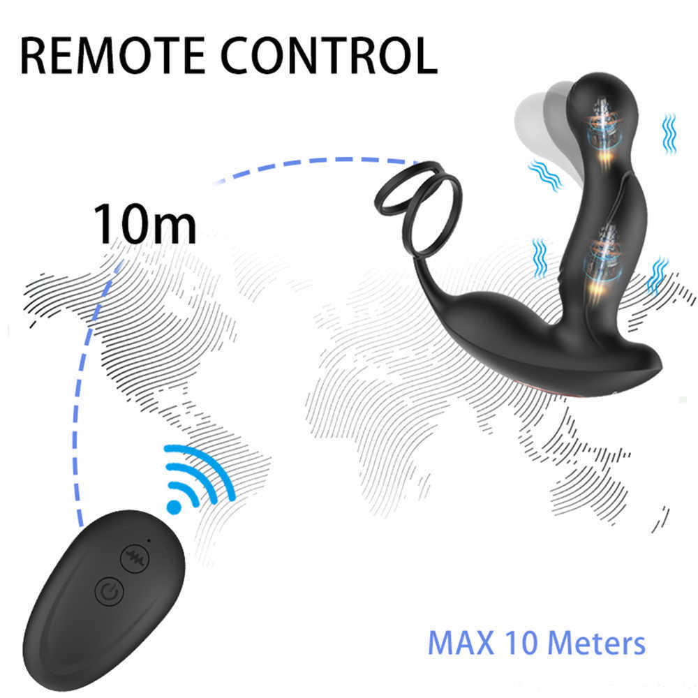 Wireless Remote Control Male Prostate Massager Vibrator For Men Tail Anal Plug Sex Toys Silicone Butt Toy Couples 211015