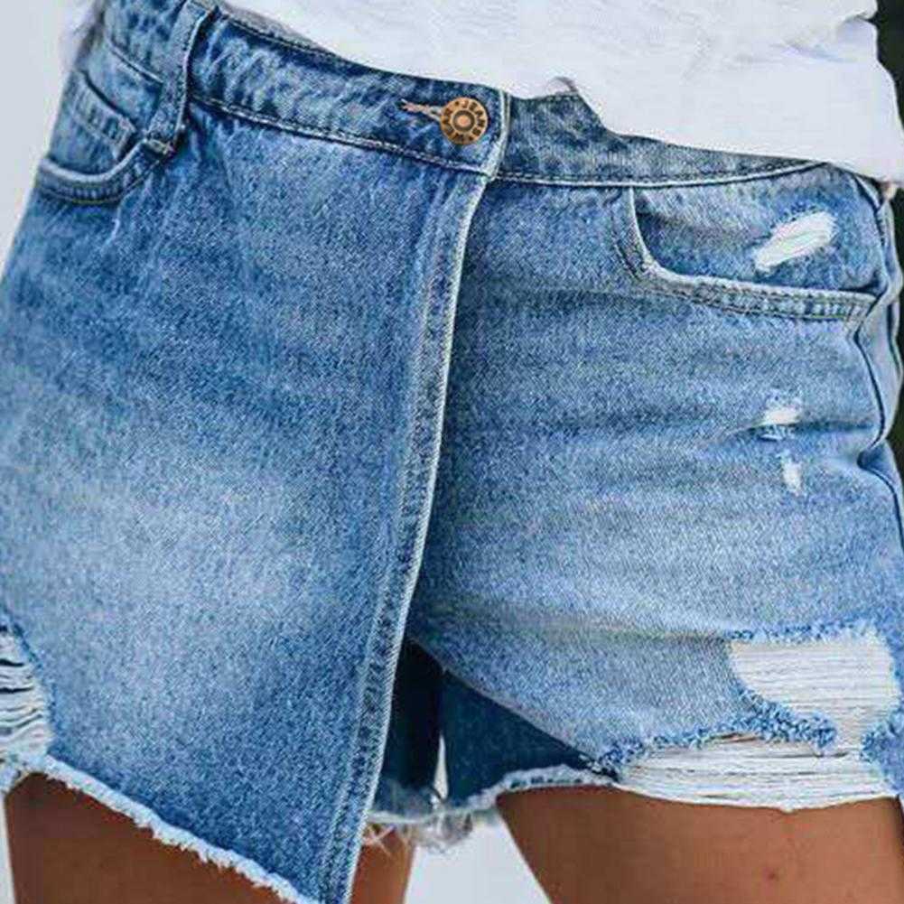 Women Ripped jeans Shorts sexy Solid Color Sexy Cotton Blend Broken Hole attractive Leisure for Beach Summer 210714
