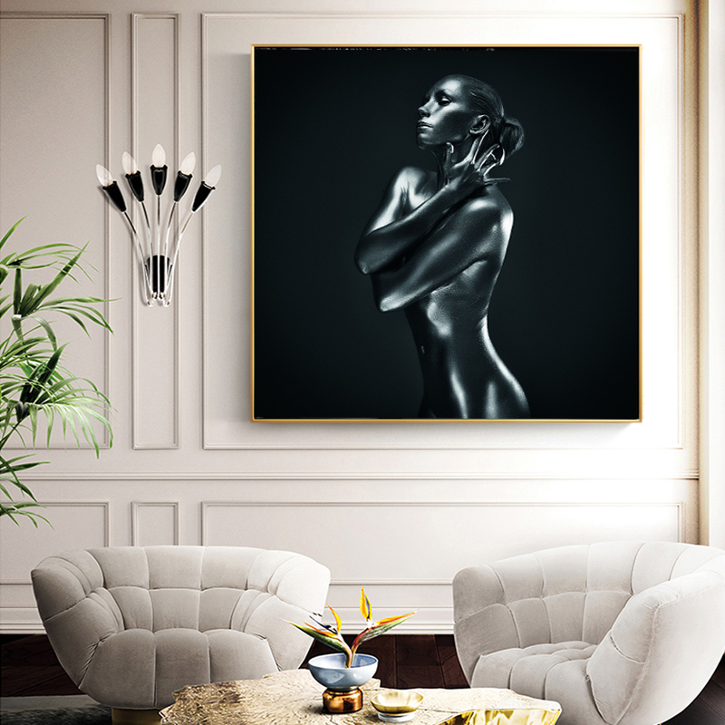 Black Girl Nude Art Canvas Painting Wall Art Prints and Posters for Living Room Modern Figure Decorative Paintings