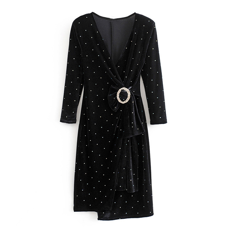 Vintage Polka Dot Printed Velvet Dress Women Fashion V Neck Dresses Elegant Ladies Sequined Bow Asymmetrical Dresses 210520, Hhdr3130
Vintage Polka Dot Printed Velvet Dress Women Fashion V Neck Dresses Elegant Ladies Sequined Bow Asymmetrical Dresses 210520, Hhdr3130