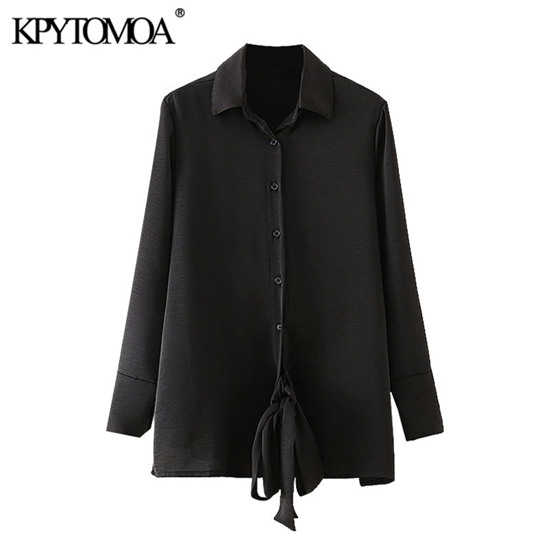 Women Fashion With Bow Tied Soft Touch Blouses Long Sleeve Button-up Female Shirts Chic Tops 210420