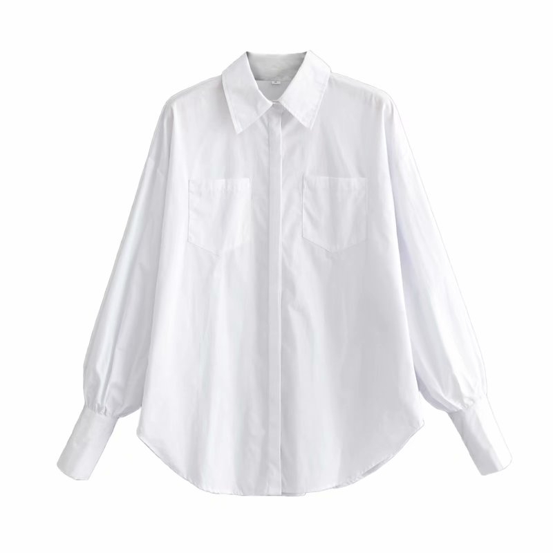 Elegant Women Lantern Sleeve Shirts Fashion Ladies Turn Down Collar Tops Streetwear Female Chic Solid White Blouses 210430