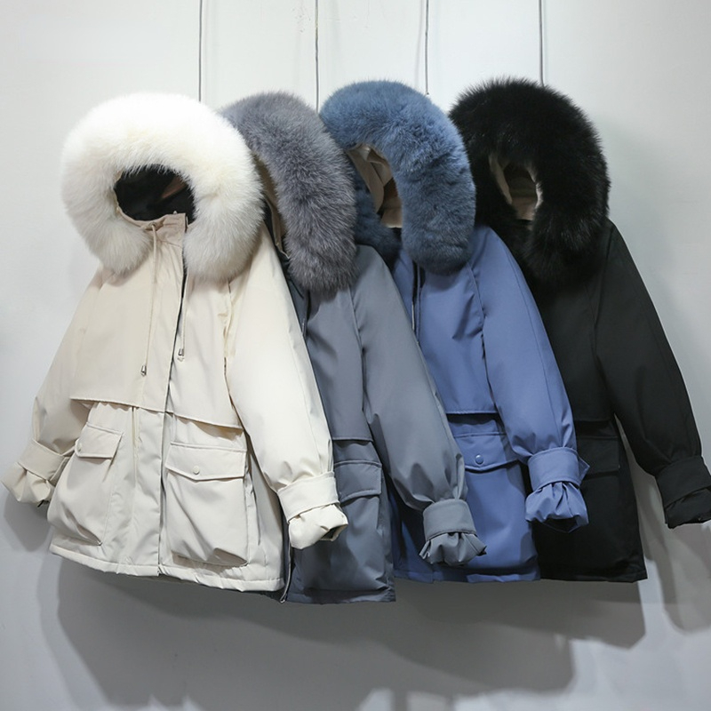 Winter Jacket Women Large Natural Fox Fur White Duck Down Coat Thick Parkas Sash Tie Up Zipper Down Snow Outerwear, Black
Winter Jacket Women Large Natural Fox Fur White Duck Down Coat Thick Parkas Sash Tie Up Zipper Down Snow Outerwear, Black