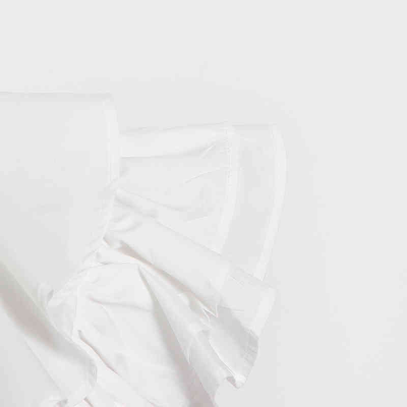 Casual White Ruffle Shirt For Women V Neck Sleeveless Slim Minimalist Blouses Females Summer Fashion Style 210524