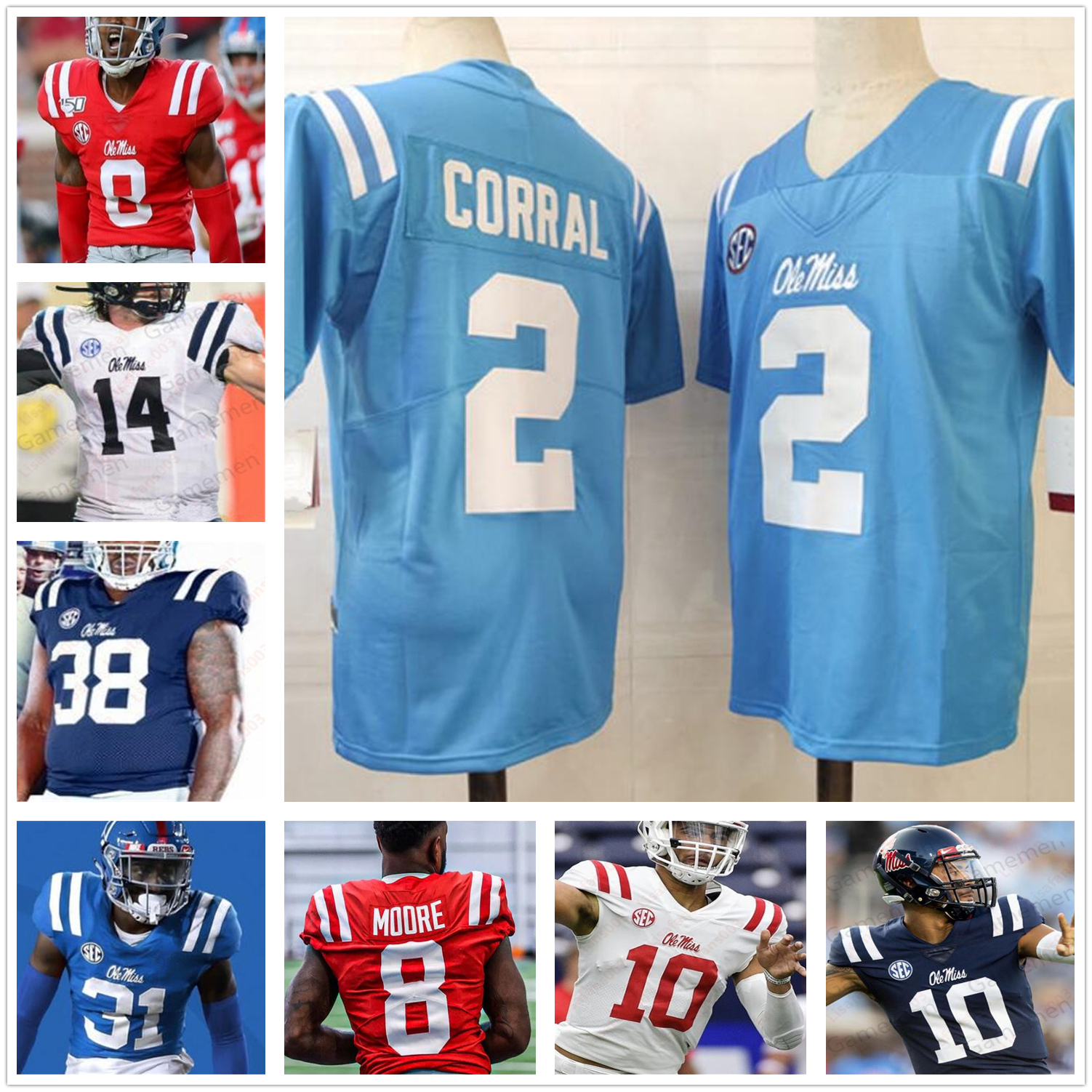 Custom Ole Miss Rebels football jersey 2 Matt Corral Elijah Moore Jerrion Ealy Keidron Smith John Rhys Plumlee stitched mens women youth, Red
Custom Ole Miss Rebels football jersey 2 Matt Corral Elijah Moore Jerrion Ealy Keidron Smith John Rhys Plumlee stitched mens women youth, Red