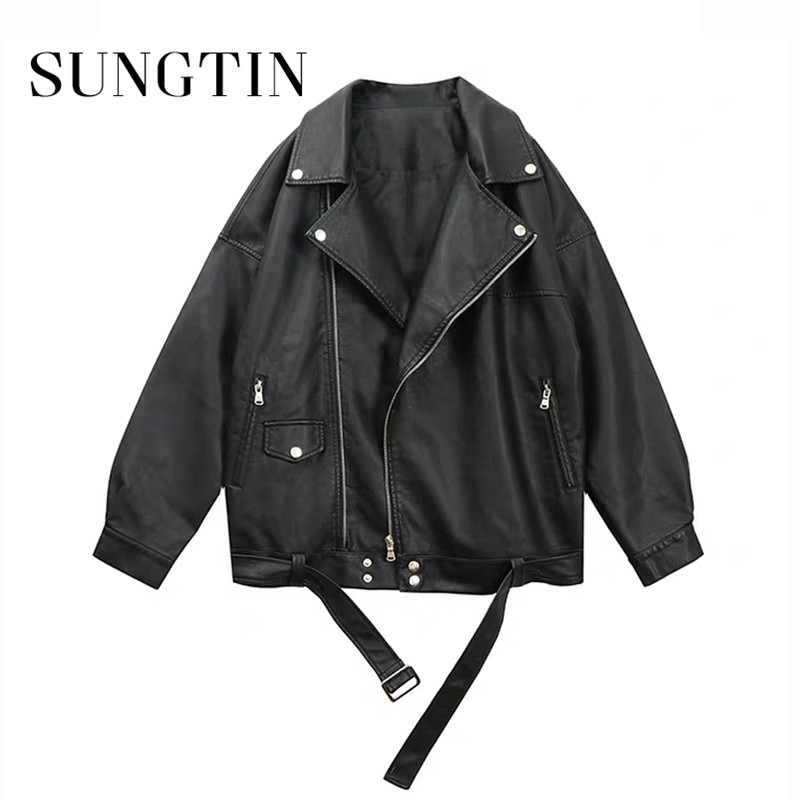Sungtin Women Loose Pu Leather Jaet Bla Soft Faux Leather Jaet Street Moto Biker Leather Coat Jaet Lady Casual Outerwear, Beige with belt
Sungtin Women Loose Pu Leather Jaet Bla Soft Faux Leather Jaet Street Moto Biker Leather Coat Jaet Lady Casual Outerwear, Beige with belt