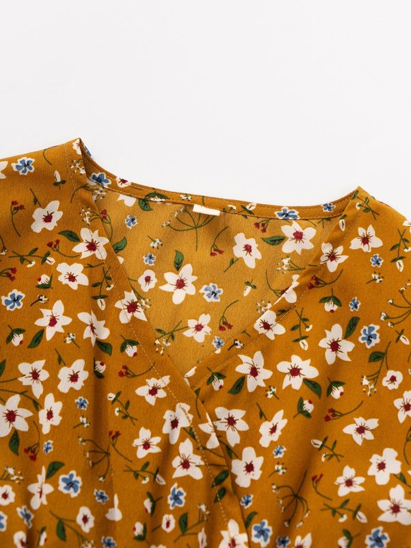 Girls Allover Floral Print Shirred Dress SHE