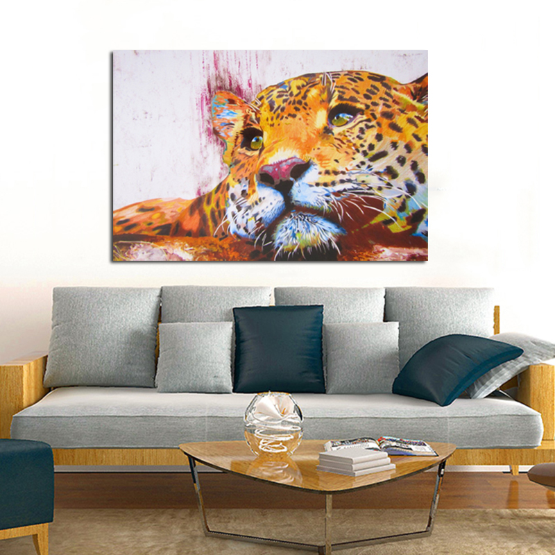 Leopard Pictures Canvas Painting Colorful Abstract Animal Posters And Prints Wall Art For Living Room Home Decoration
