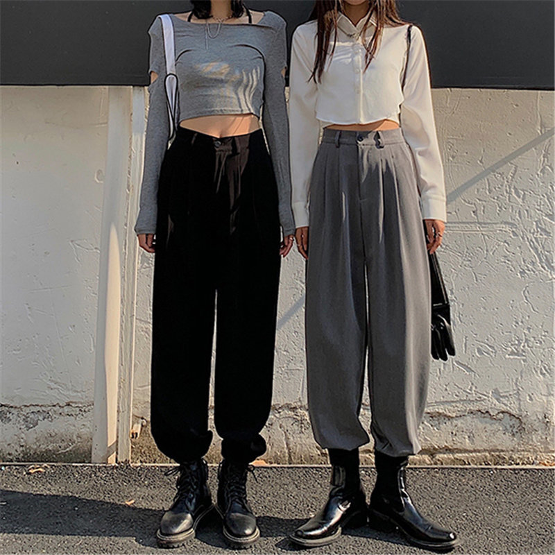 Spring Fashion Slim All Match Large Size Loose OL Streetwear Straight Pants Chic Gentle Casual Trousers 210421