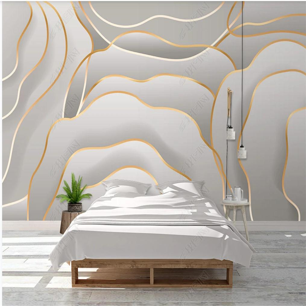 photo murals wallpaper Rose flower simple art 3D embossed gold line waqllpapers modern background wall