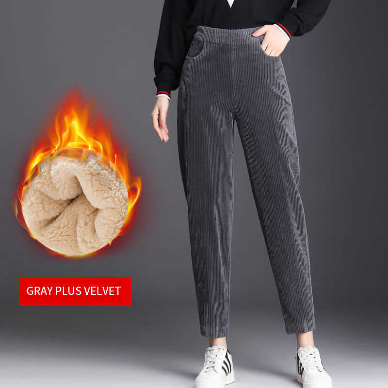 Spring Autumn Winter Corduroy Harem Pants Women Fashion Thickening Casual Korean Loose High Waist Trousers Plus Size 211115