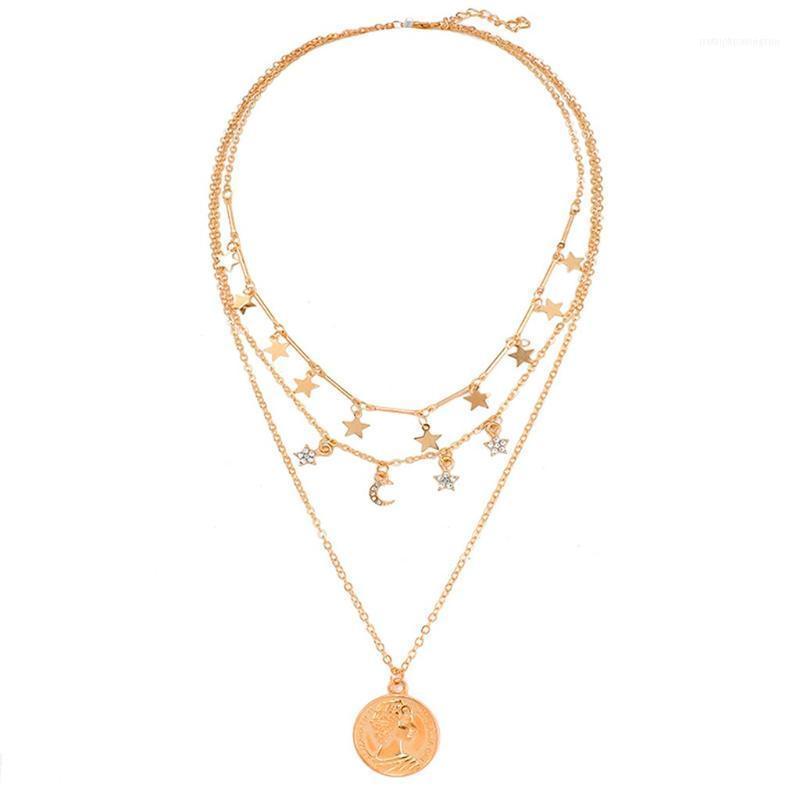 Chains Vintage Multilayer Character Image Star Moon Necklace Crystal Pendant Women Gold Color Personality Fashion Jewelry1
Chains Vintage Multilayer Character Image Star Moon Necklace Crystal Pendant Women Gold Color Personality Fashion Jewelry1