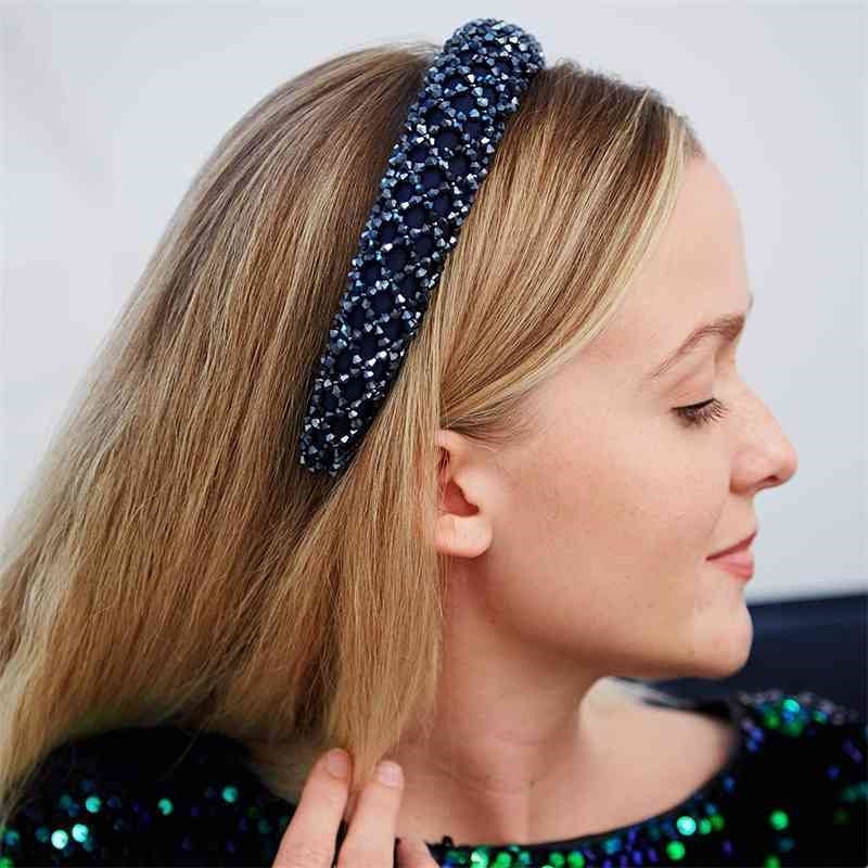 fashion resin Hot selling press hair wide edge bead mesh sponge head hoop