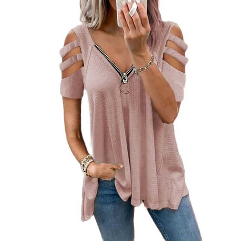 Waffle Zipper V-Neck Off Shoulder T-shirt Tops Women Summer Casual Short Sleeve Oversized T shirt Plus Size Female Soft 210526, Army green
Waffle Zipper V-Neck Off Shoulder T-shirt Tops Women Summer Casual Short Sleeve Oversized T shirt Plus Size Female Soft 210526, Army green