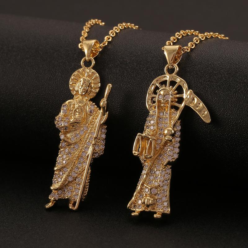 Pendant Necklaces Personality Jesus Death Full Rhinestone Gold Plated Necklace Hip Hop Jewelry Men Women Chain Fashion Accessories 
Pendant Necklaces Personality Jesus Death Full Rhinestone Gold Plated Necklace Hip Hop Jewelry Men Women Chain Fashion Accessories