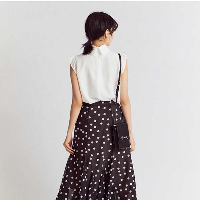 Flying Sleeve Stand Collar Pullover Women Tops Elegant Japan Style Women Blouse Simple Office Ladies Sweet Moda Blusas Mujer 210525