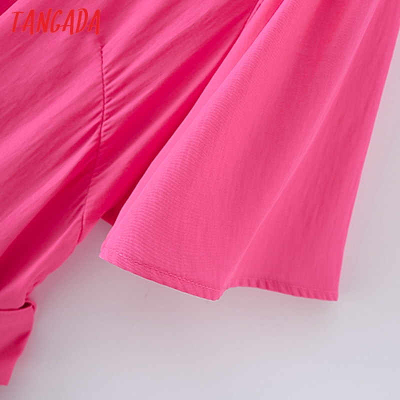 Summer Women French Style pink Elegant Slash Short Sleeve Ladies Midi Dress Vestidos 2M140 210416