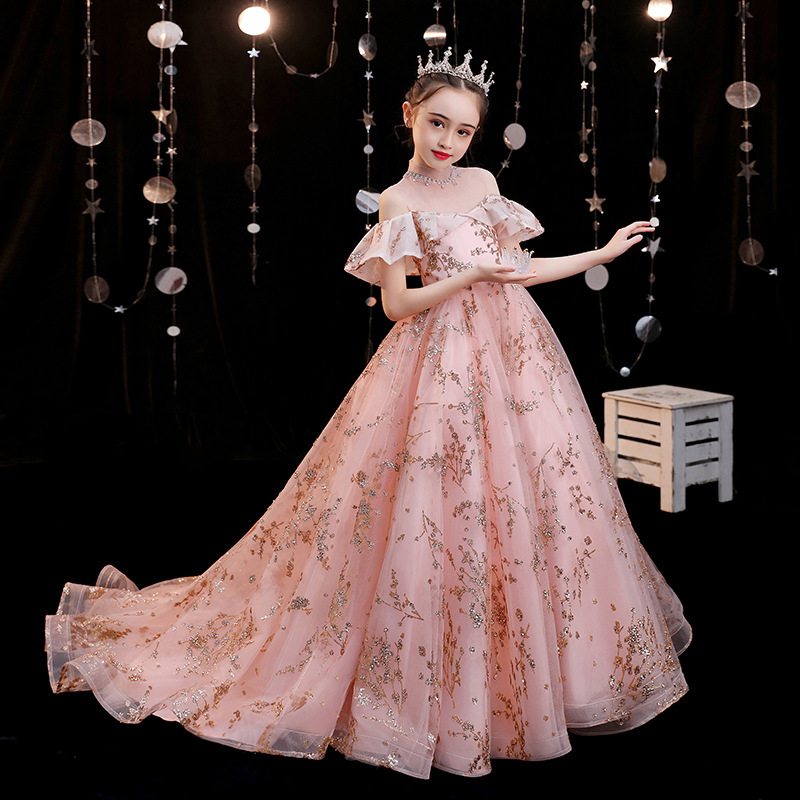 Lovely wer Girls Dresses For Weddings Princess Jewel Long Sleeves Lace Appliques Big Bow Sweep Train Little Kids Holy Pageant Dress 2021