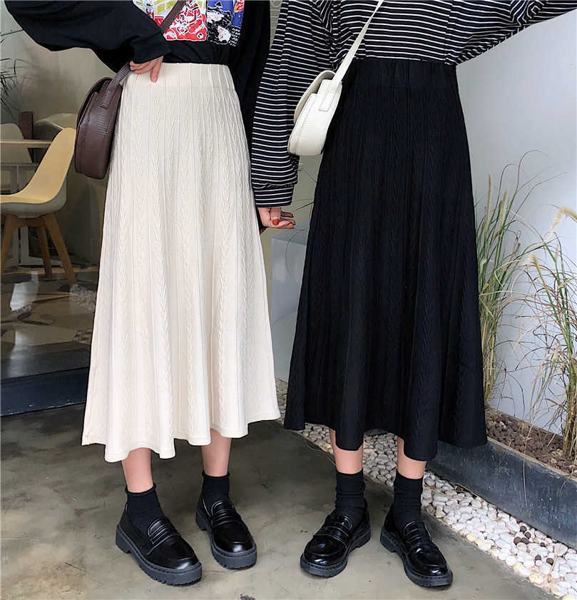 Autumn Knitting Twist Women's College Harajuku Ins High Waist Casual Winter Long Ulzzang sweet Pure color chic Large size skirt 210608
Autumn Knitting Twist Women's College Harajuku Ins High Waist Casual Winter Long Ulzzang sweet Pure color chic Large size skirt 210608