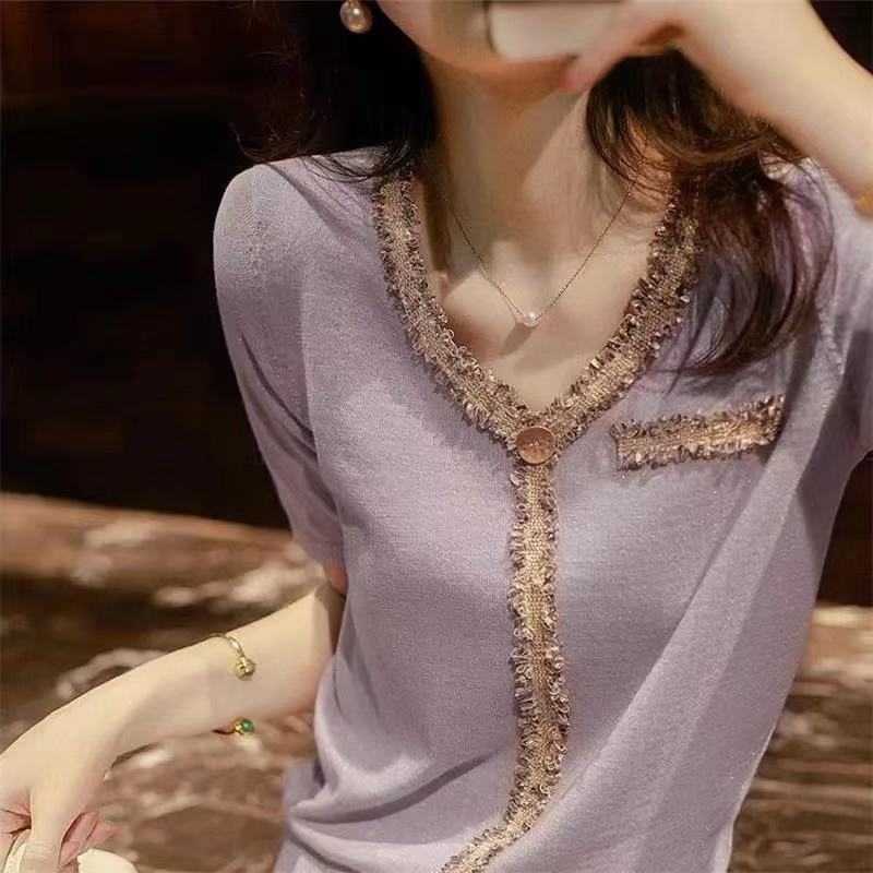 Basic V-neck Solid Thin Summer Pullover Women Female Knitted Ribbed Sweater Slim Short Sleeve Bodycon Sweater jumper 210604, Purple
Basic V-neck Solid Thin Summer Pullover Women Female Knitted Ribbed Sweater Slim Short Sleeve Bodycon Sweater jumper 210604, Purple
