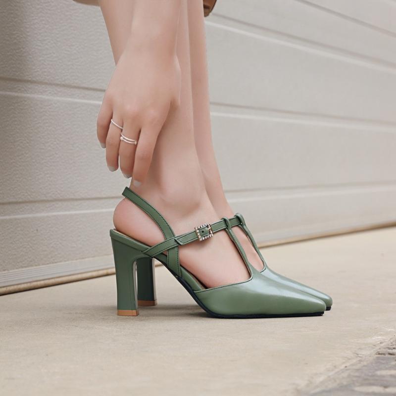 Sandals 2022 Women Slingback Summer Female Shoes Woman Square Toe T-strap High Heels Size 34-46 Party Club Drop Sale