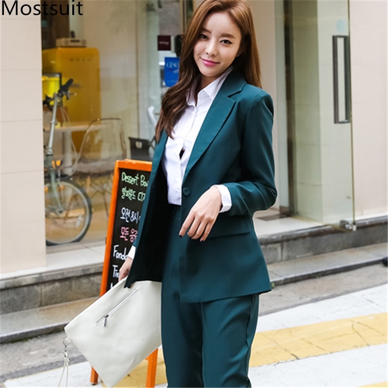 Korean Casual Women Pant Suit Sets Single Buttons Blazer Jacket + Pencil Pants Fashion Office Business 2 Piece Suits 210518, Green
Korean Casual Women Pant Suit Sets Single Buttons Blazer Jacket + Pencil Pants Fashion Office Business 2 Piece Suits 210518, Green