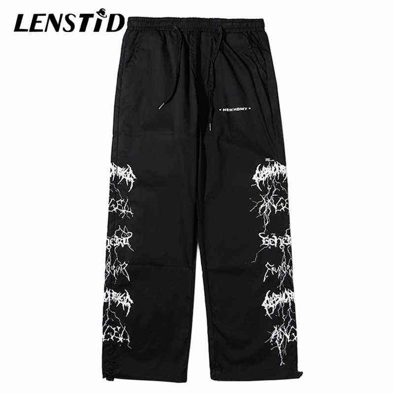 LENSTID Men Hip Hop Lightning Printed Baggy Joggers Pants Harajuku Streetwear Sweatpants Casual Summer Harem Track Trousers 211112