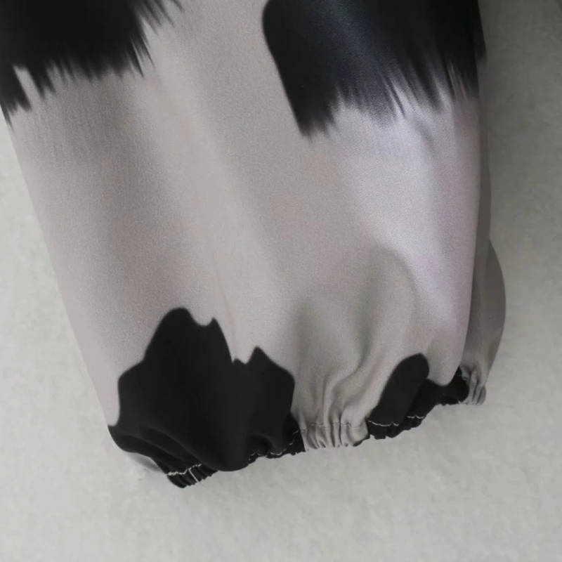 Women Ink Wash Printing Ruffle Tiered Dress Female Three Quarter Sleeve Loose Clothes Casual Lady Vestido D6707 210430Z