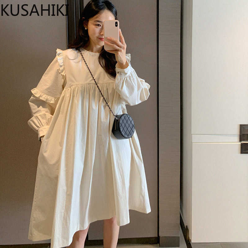 Korea Chic Sweet Ruffle Dresses Causal Puff Sleeve O-neck Women Dress Pleated High Waist A-line Vestidos Mujer 6G420 210603, White
Korea Chic Sweet Ruffle Dresses Causal Puff Sleeve O-neck Women Dress Pleated High Waist A-line Vestidos Mujer 6G420 210603, White
