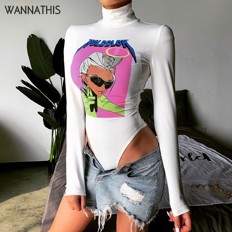 WannaThis Cartoon Print Long Sleeve Bodysuit White Turtleneck Skinny Sexy Fashion Women Autumn Streetwear Elastic Soft Rompes, Black;white
WannaThis Cartoon Print Long Sleeve Bodysuit White Turtleneck Skinny Sexy Fashion Women Autumn Streetwear Elastic Soft Rompes, Black;white