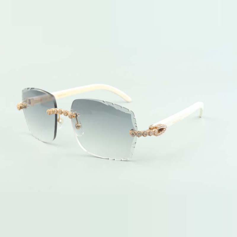 2022 exquisite bouquet diamond sunglasses 3524014 with natural white buffs glasses and cut lens 3.0 thickness,size: 18-140 mm