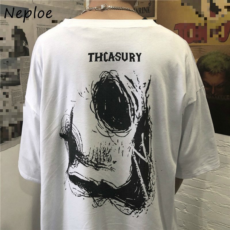 Neploe Women Men Causal Tops Sumemr Harajuku Printing T-shirts Short Sleeve O-neck Loose T Shirt Femme Graphic Tees 1E702 210423