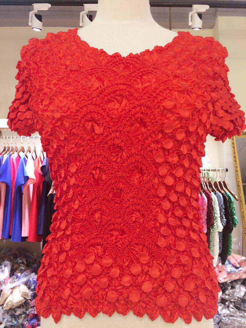 New Women Elastic Popcorn Tops short Sleeve Shirt Coin shirts 210406