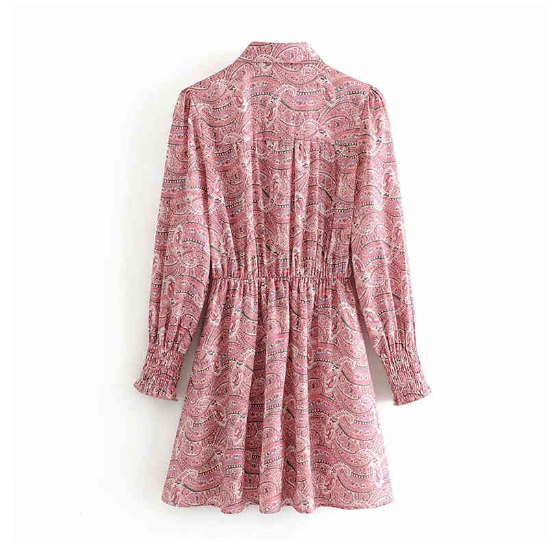 Fashion Floral Print Mini Shirt Dress Ruffled Long Sleeve Vintage Party Dress Ladies Loose Casual Chic Dresses Vestidos 210414