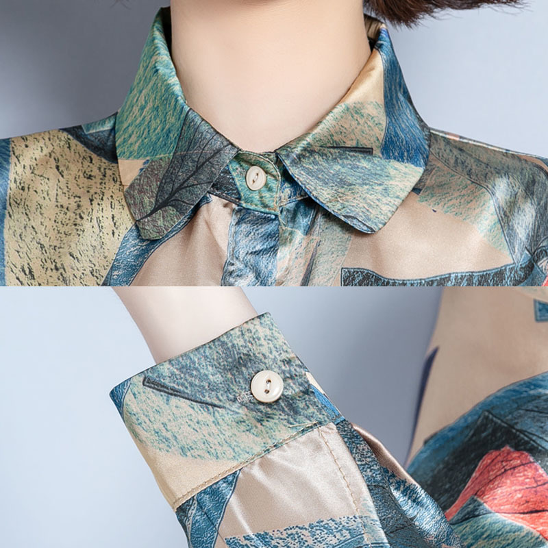 Womens And Blouses Long Sleeve Tops OL Chiffon Blouse Shirts Korean Top Button Printing Floral Blusas Feminias 7921 50 210415