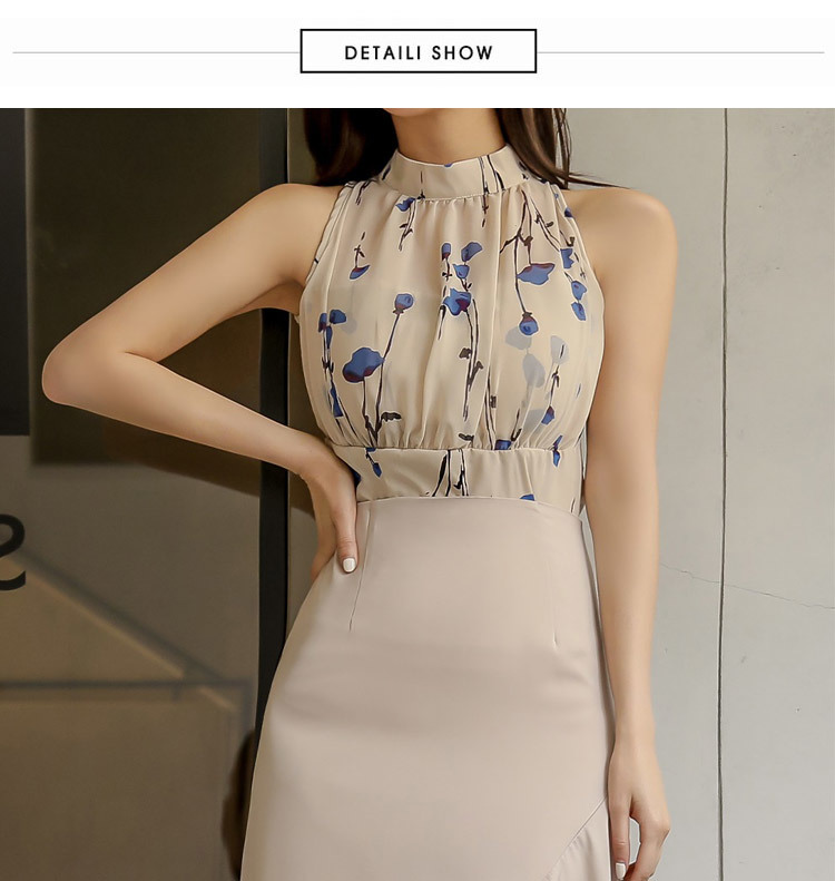 summer Women printing Sleeveless Vest Top Bodycon High Waist Irregular Ruffles Skirt Two Piece Official Sets Sexy Suit 210519