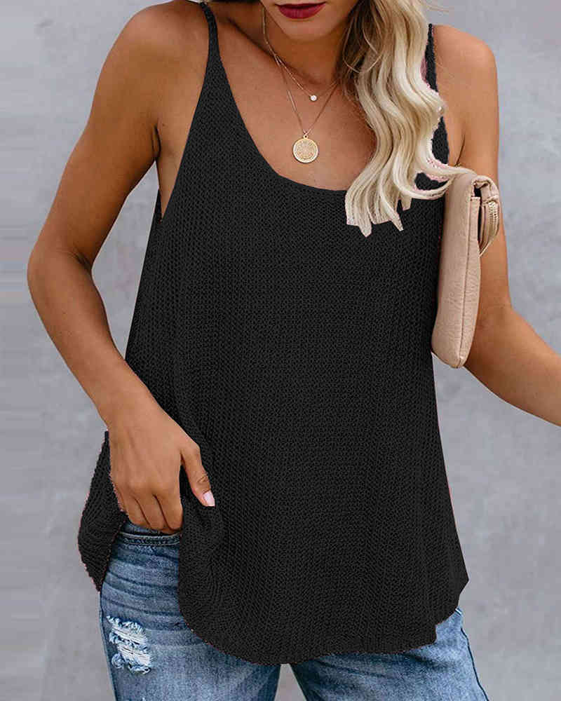 Summer Women Plus Size Colorblock/Plain Knitted Top New Femme Sleeveless U-Neck Cami Patchwork Casual Skinny Sport Tank Top 210415
