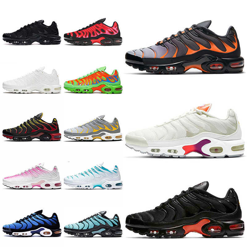Wholesale Women Men Running Shoes Tn Plus Tns Grey Orange White Black Red Pink Fade Blue Fury Trainers Sports Sneakers Big Size 46