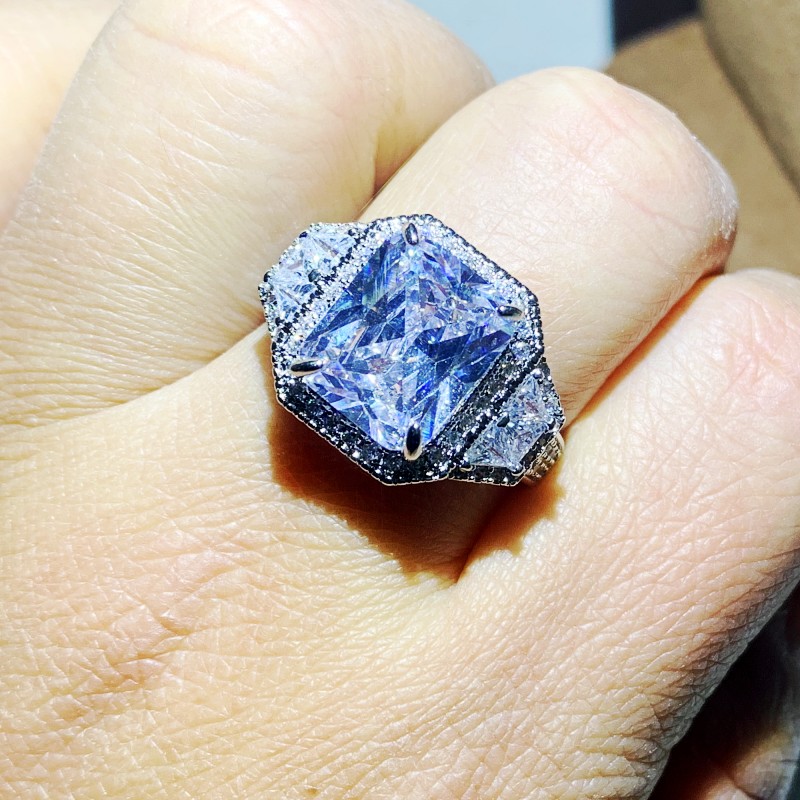 Sterling Sier Princess Cut White Topaz Large CZ Dia Engagement Ring for Women, Bridal Wedding Band, Eternity Ring, Size 6-10 Free shipping