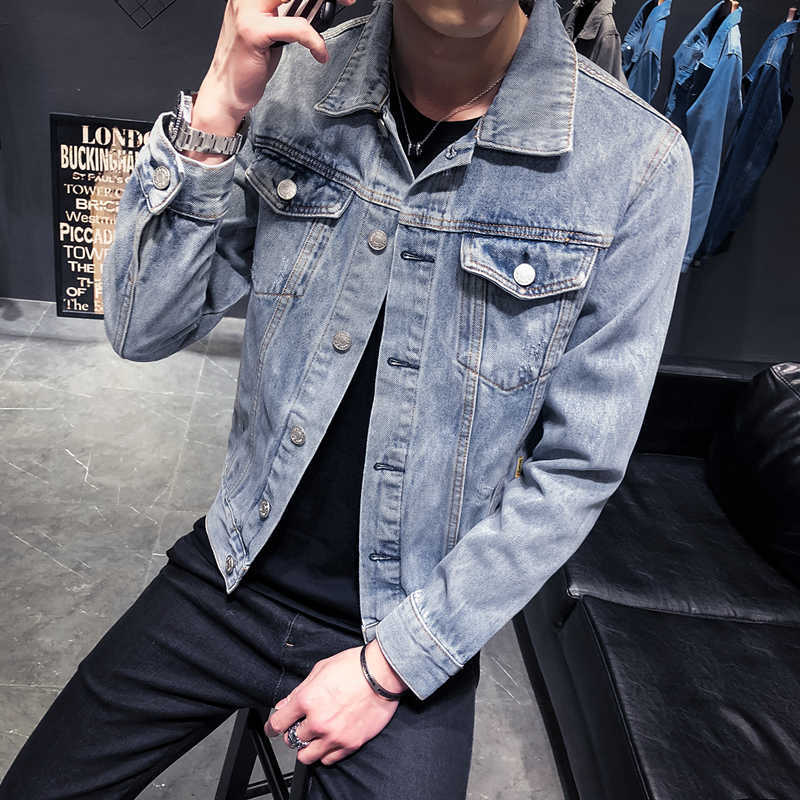 Denim Jacket Men Hole Retro Motorcyle Basic Coat Streetwear Hip Hop Bomber Jacket Cowboy Men's Jean Jacket Chaqueta Hombre 210818