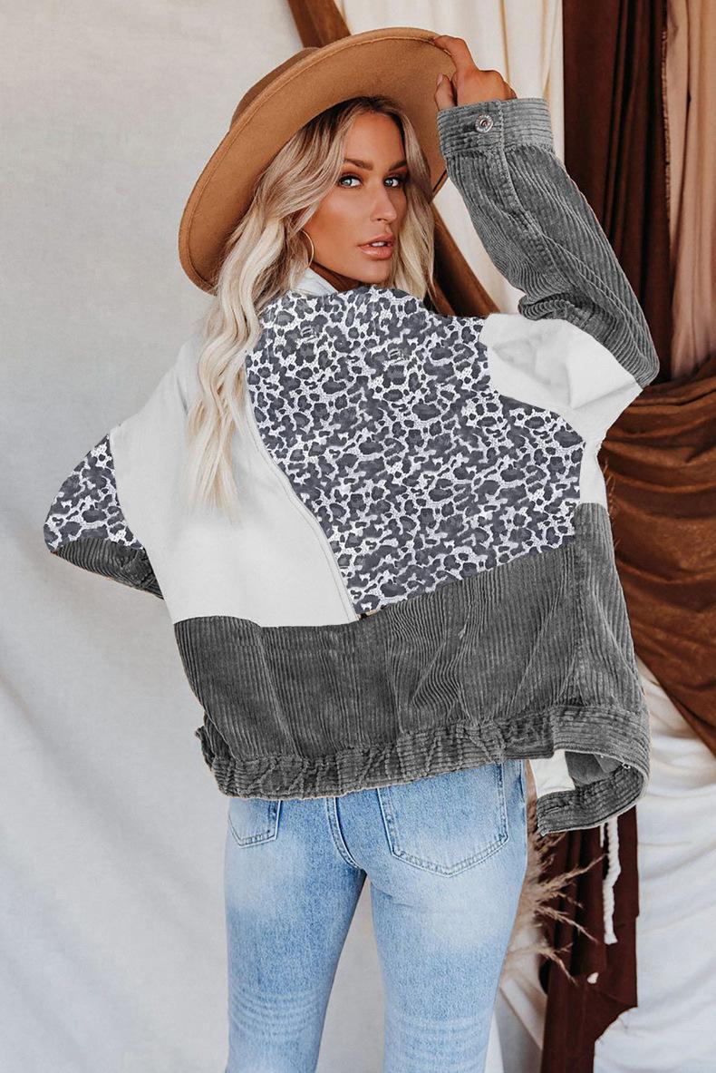 Women's Jackets For Women 2023 Denim Corduroy Camouflage Stitching Jacket Turn-dowm Lapel Vintage Cowgirl Coats Chaqueta Mujer