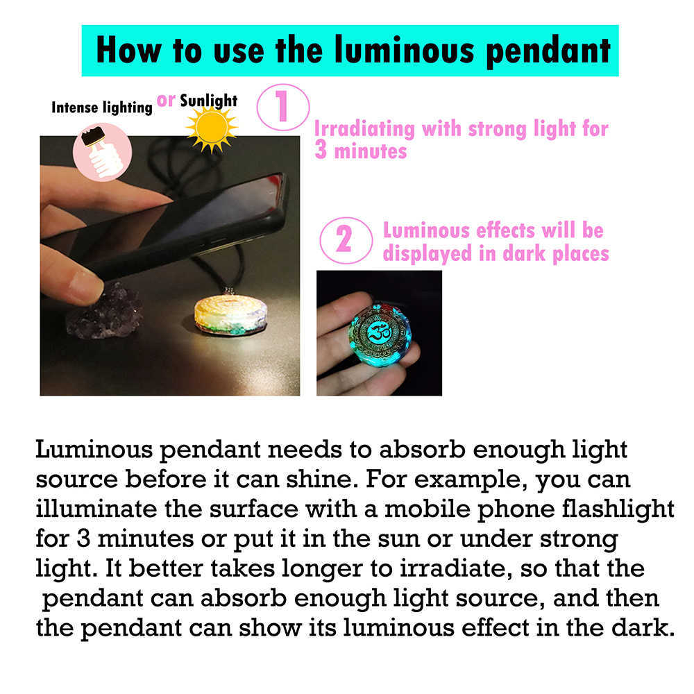 Luminous Orgonite Pendant Sri Yantra Necklace Chakra Healing Energy Meditation Jewelry Emf Protection 210721