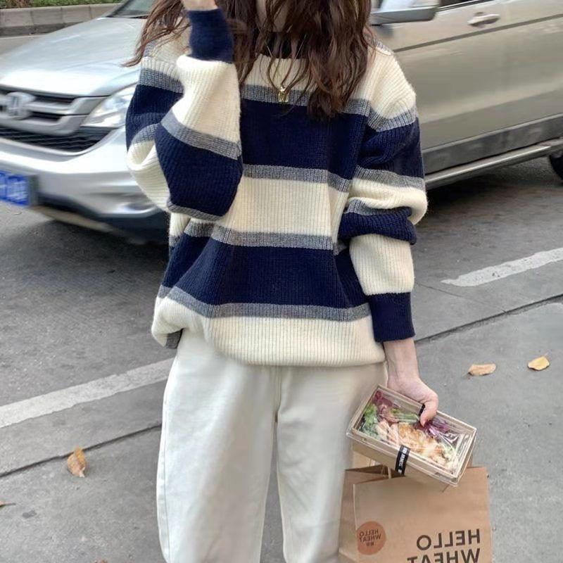 Women's Sweaters CGC 2021 Fashion Stripe Sweater Women Autumn Winter Long Sleeve Knitted Pullover Female Warm Thicken Tops, White;black
Women's Sweaters CGC 2021 Fashion Stripe Sweater Women Autumn Winter Long Sleeve Knitted Pullover Female Warm Thicken Tops, White;black