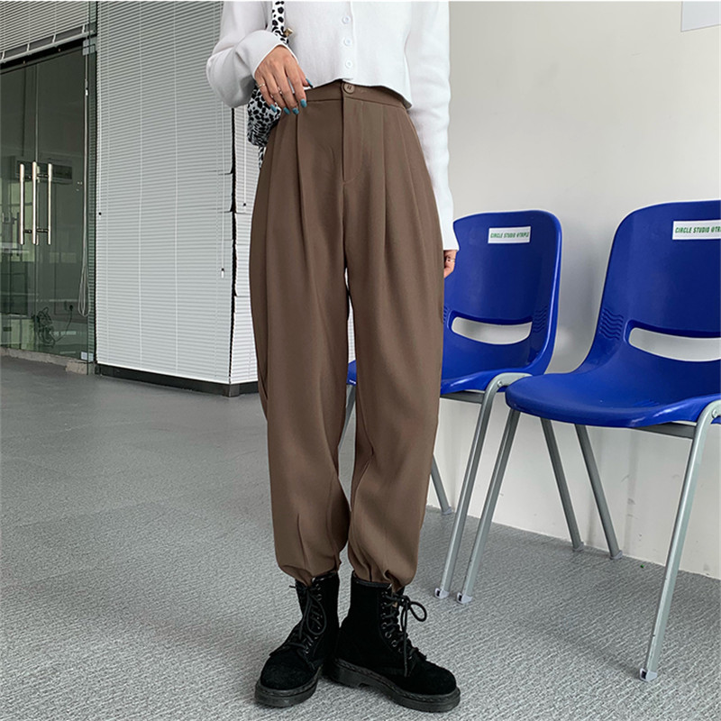 Elegant Work Wear Formal High Waist Harem Pants Women Bottom Autumn OL Solid Fashion Casual Suit Trousers Female 210421
