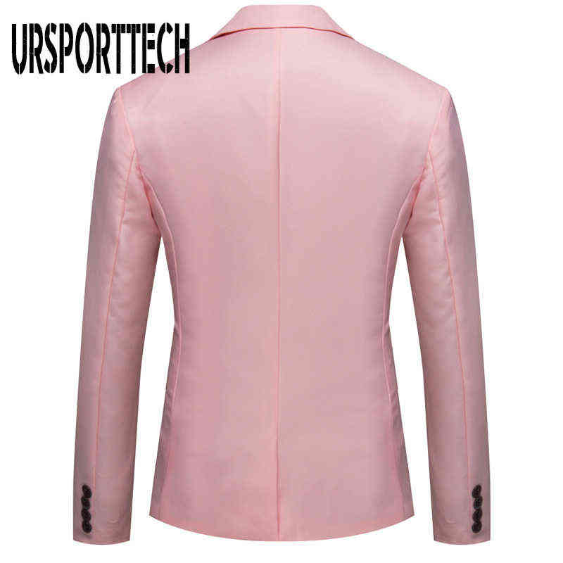 Korean Men's Blazer Slim Fit Suit Jacket Masculino Cotton One Buckle Blazer Black Blue White Plus Size Wedding Blazer Mens Coat 211111