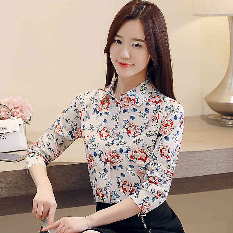 Korean Print Plus Size Women Tops and Blouses Fashion Spring Long Sleeve Blusas Mujer De Moda Ladies Shirts 8339 50 210506