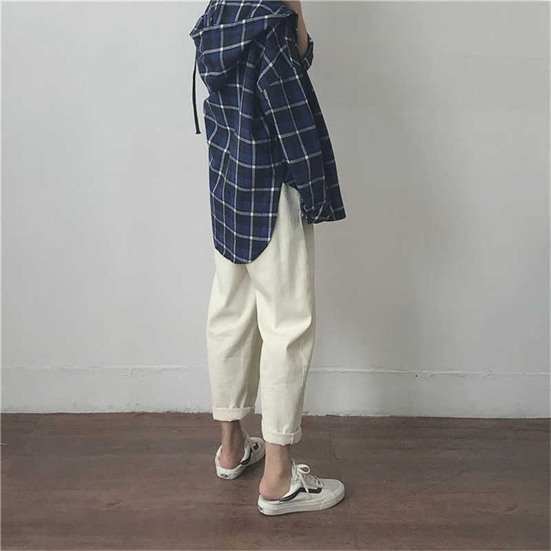 Cotton white Loose boyfriend Denim pant high waist plus size mom jeans black spring beige blue banana Jeans streetwear 210809